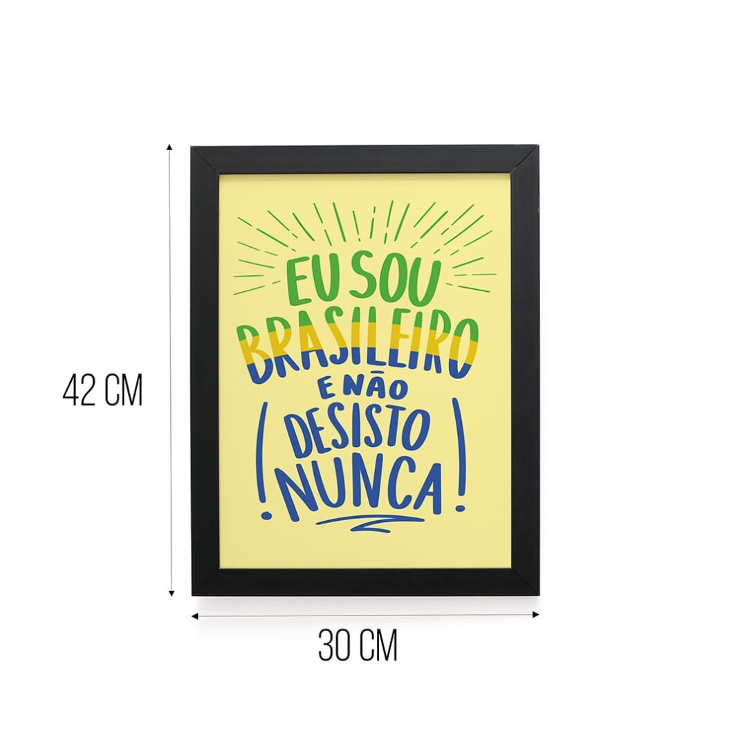 Quadro Decorativo 30x42cm - Não Desisto Nunca - Amarelo