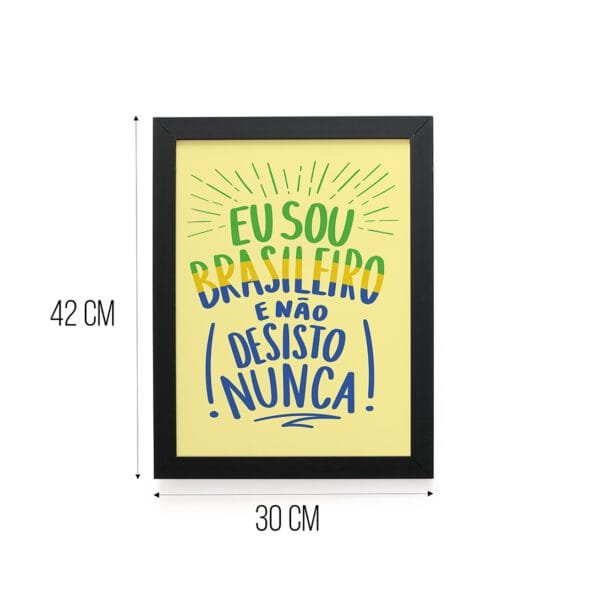 Quadro Decorativo 30x42cm - Não Desisto Nunca - Amarelo - Imagem 5