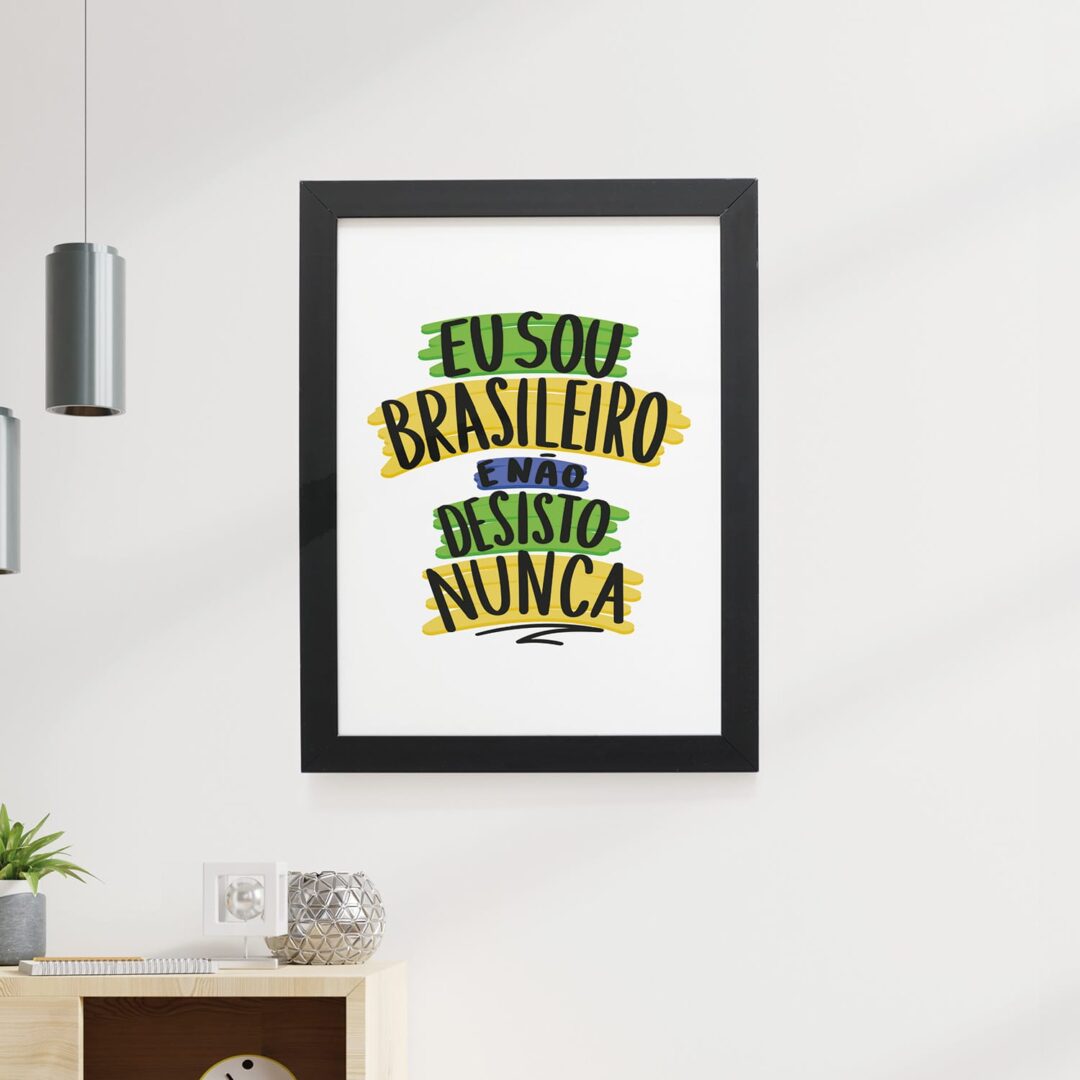 Quadro Decorativo 30x42cm - Não Desisto Nunca - Branco