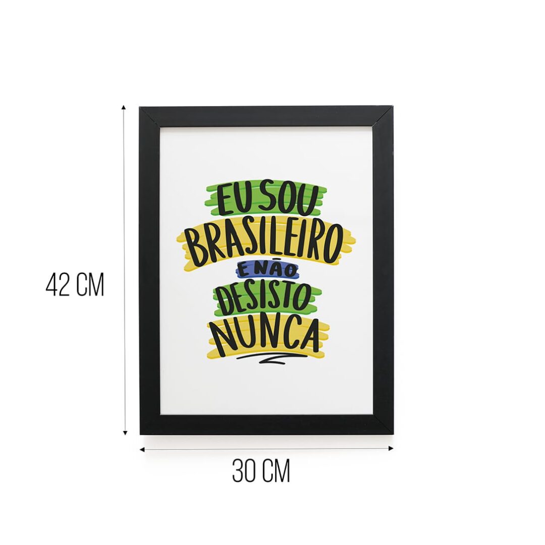 Quadro Decorativo 30x42cm - Não Desisto Nunca - Branco