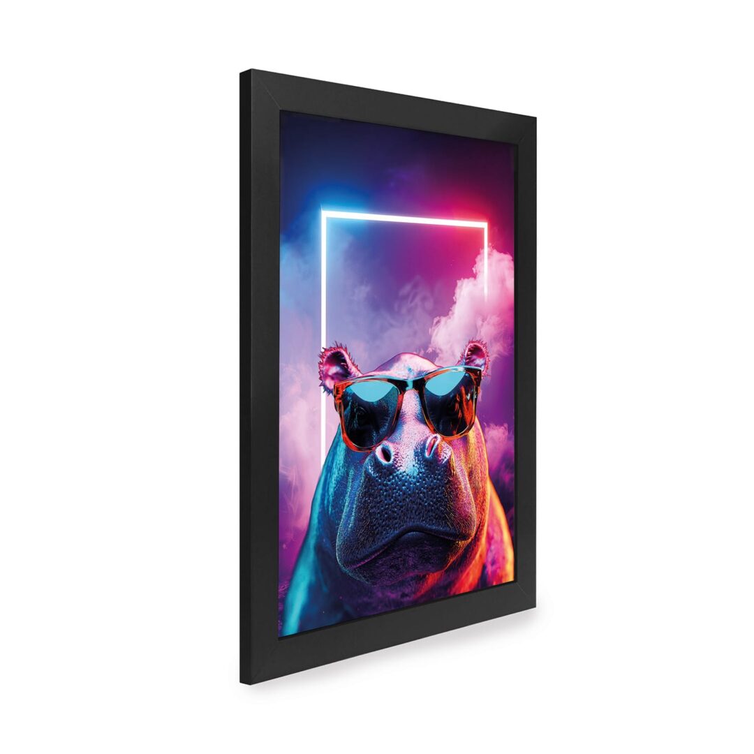 Quadro Decorativo 30x42cm - Neon - Hipopótamo