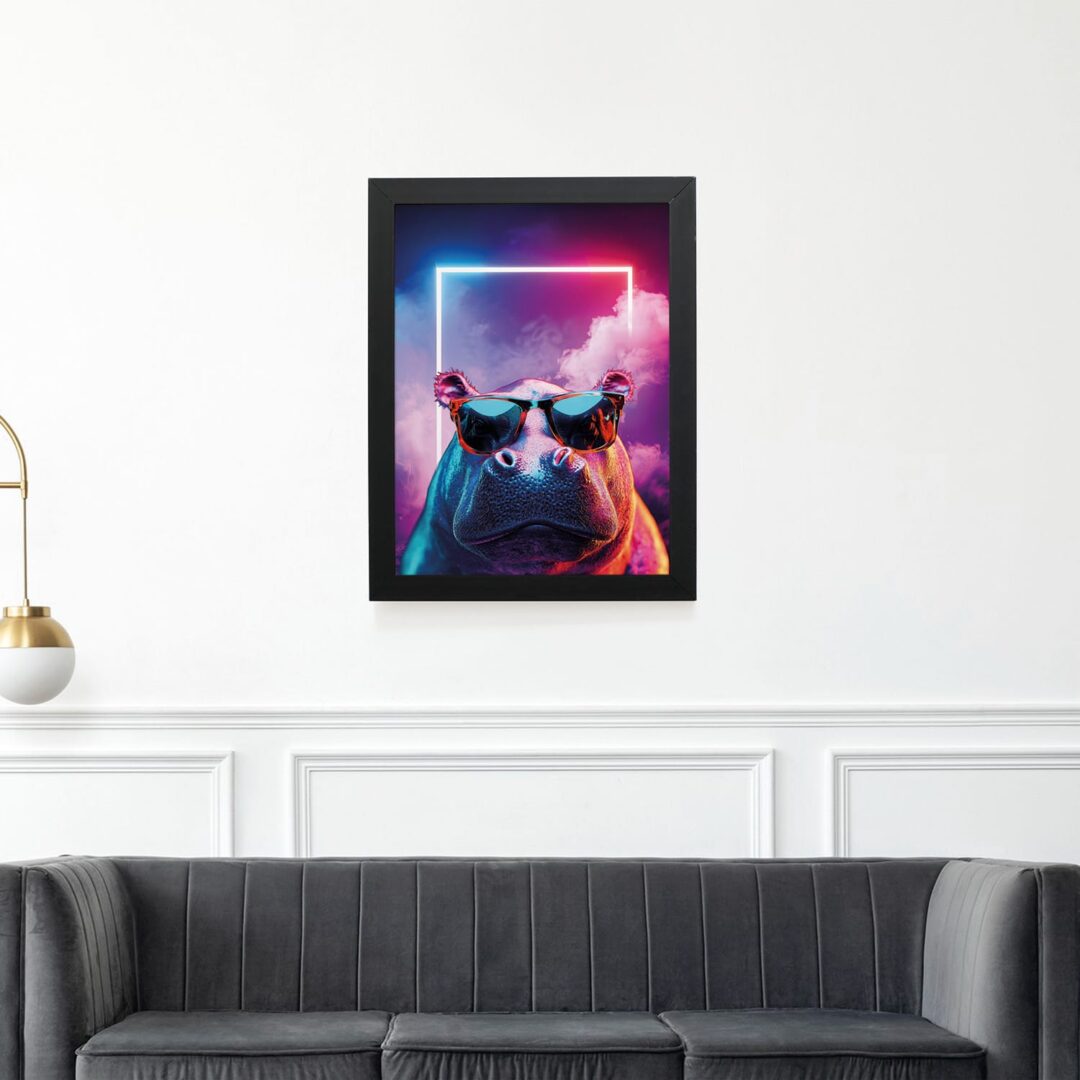 Quadro Decorativo 30x42cm - Neon - Hipopótamo