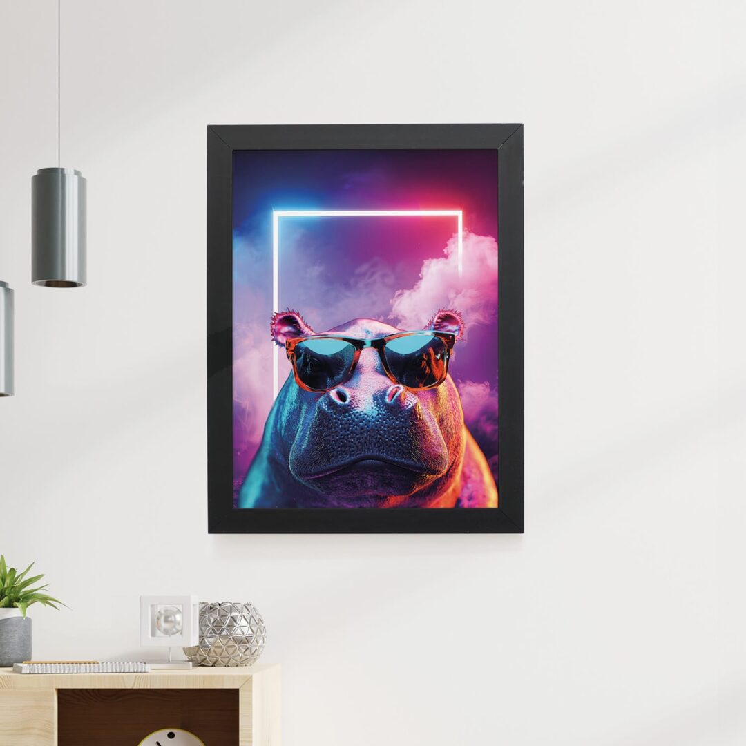 Quadro Decorativo 30x42cm - Neon - Hipopótamo