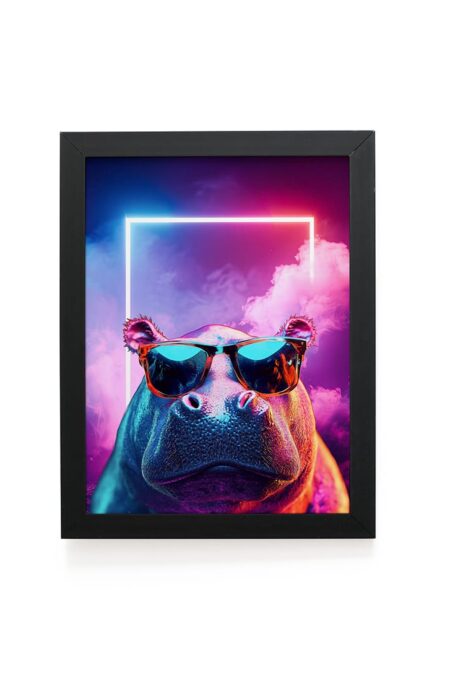 Quadro Decorativo 30x42cm - Neon - Hipopótamo