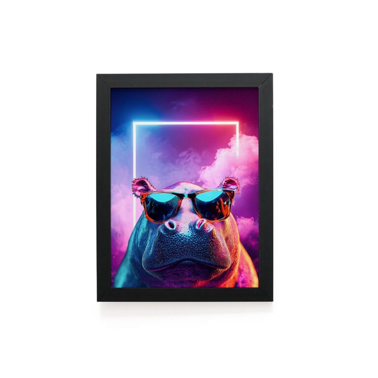 Quadro Decorativo 30x42cm – Neon – Hipopótamo