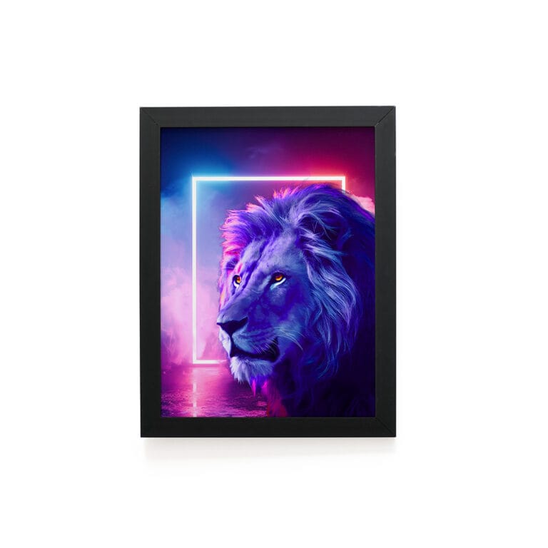 Quadro Decorativo 30x42cm – Neon – Leão