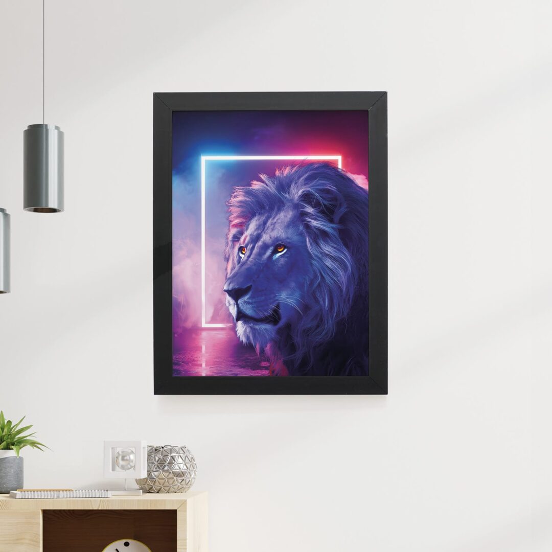 Quadro Decorativo 30x42cm - Neon - Leão