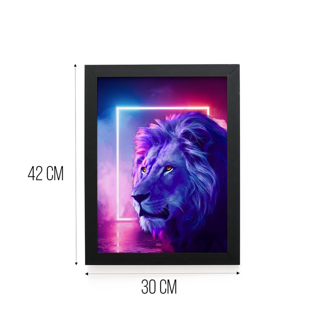 Quadro Decorativo 30x42cm - Neon - Leão