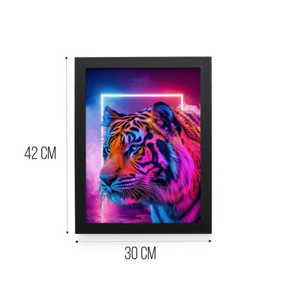 Quadro Decorativo 30x42cm - Neon - Tigre - Imagem 3