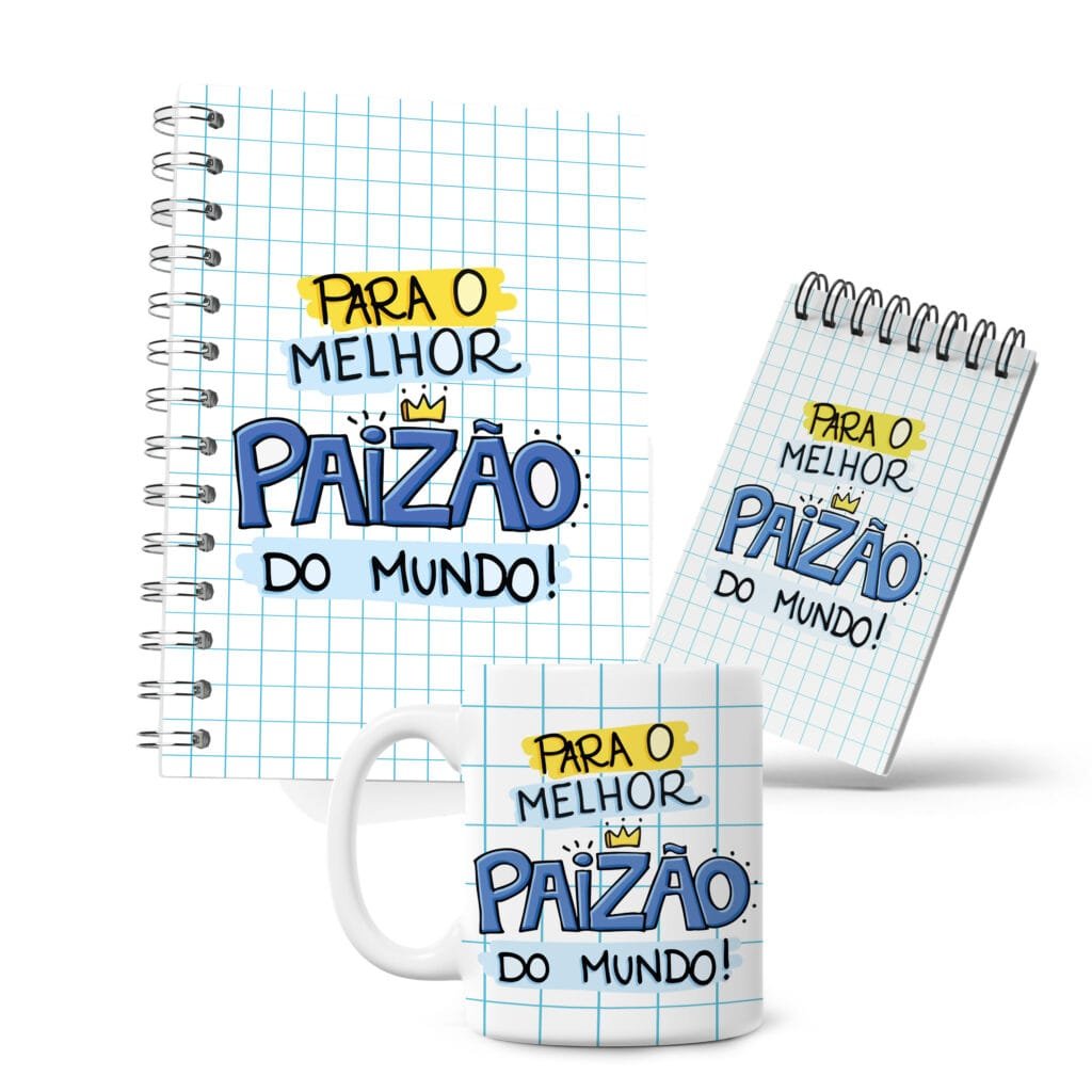 Kit Caderno, Bloco e Caneca - Melhor Paizão do Mundo