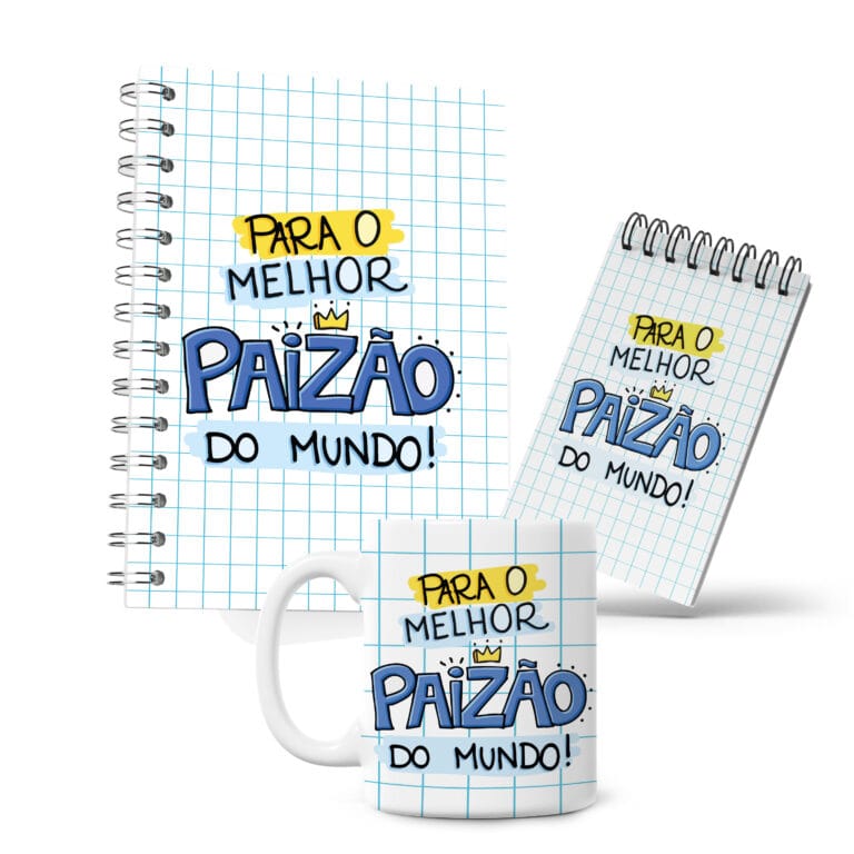Kit Caderno, Bloco e Caneca – Melhor Paizão do Mundo