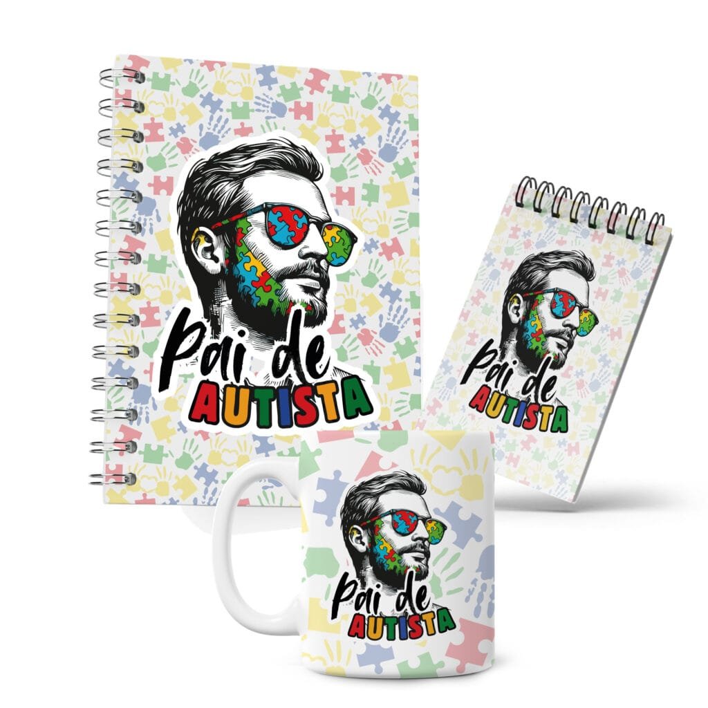 Kit Caderno, Bloco e Caneca - Pai de Autista