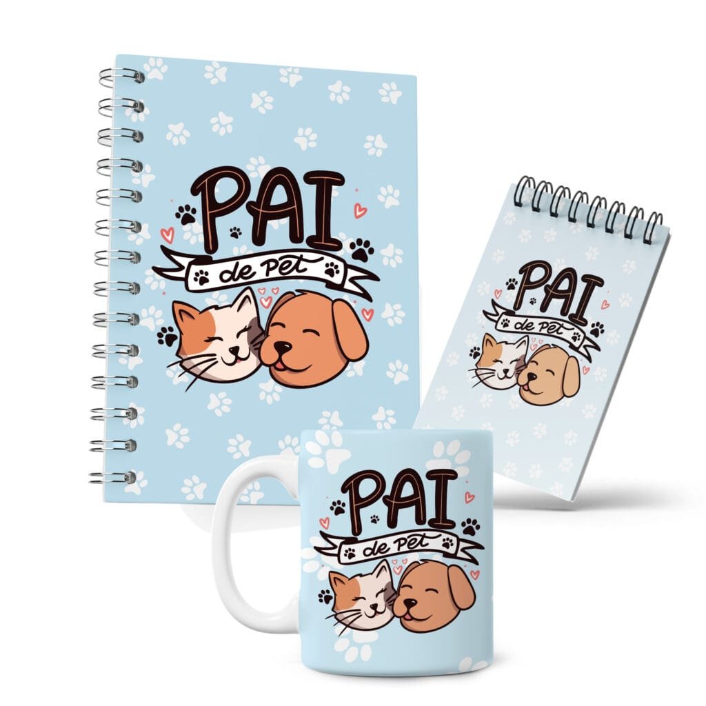 Kit Caderno, Bloco e Caneca - Pai de Pet