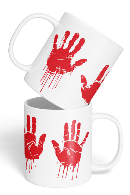 Caneca Cerâmica - Halloween - Mãos de Sangue