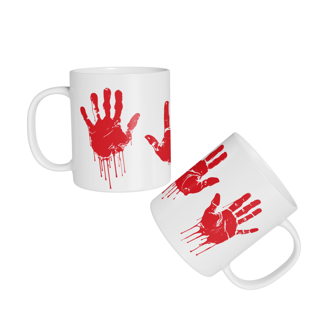 Caneca Cerâmica - Halloween - Mãos de Sangue