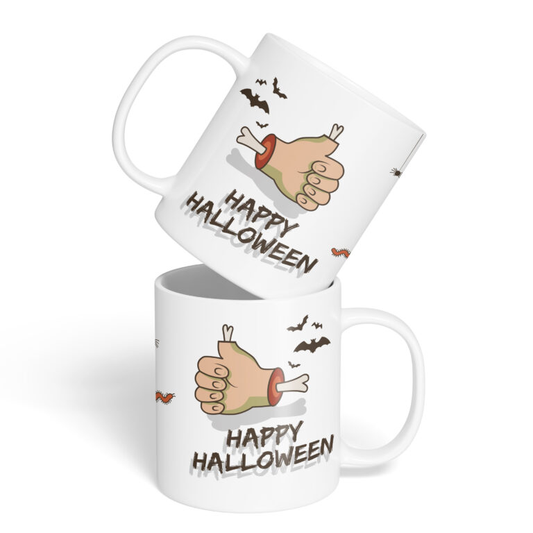 Caneca Cerâmica – Halloween – Mãozinha Happy Halloween