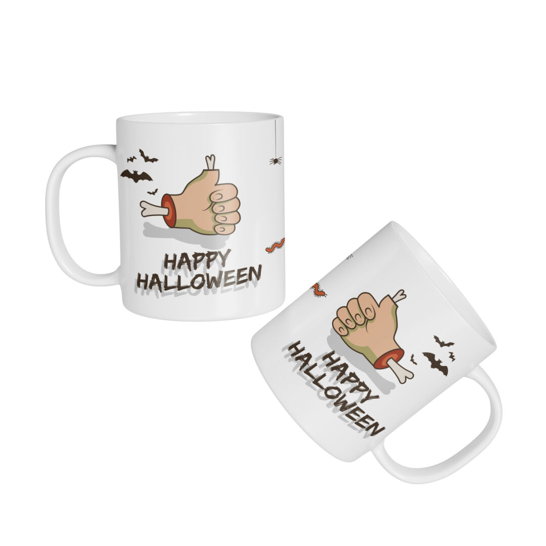 Caneca Cerâmica - Halloween - Mãozinha Happy Halloween