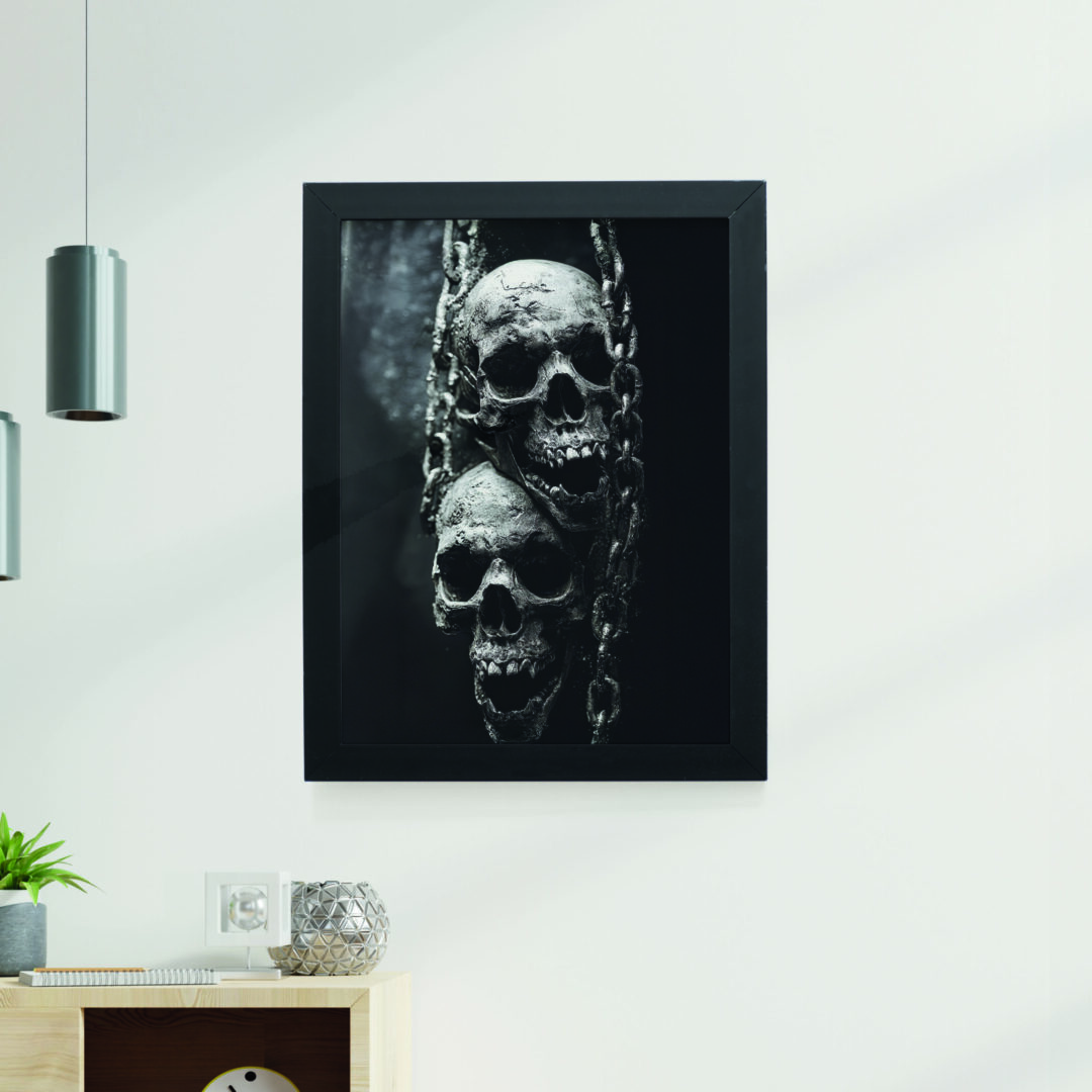 Quadro Decorativo 30x42cm - Halloween - Caveiras