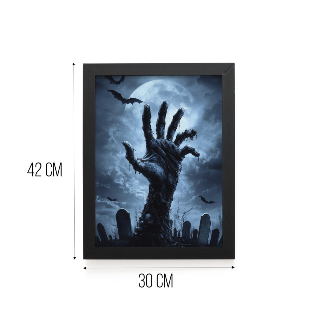 Quadro Decorativo 30x42cm - Halloween - Mão Zumbi