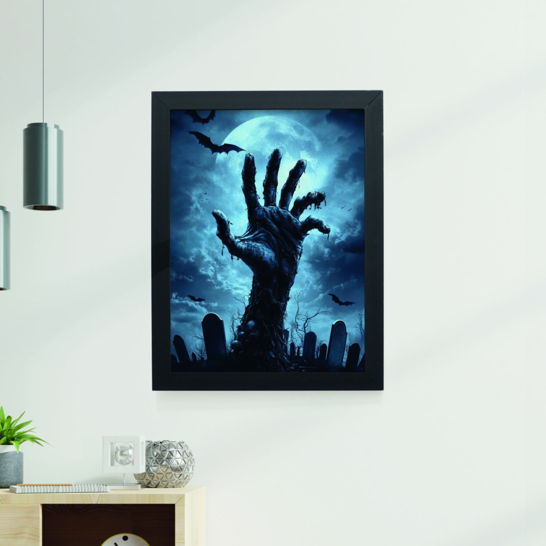 Quadro Decorativo 30x42cm - Halloween - Mão Zumbi