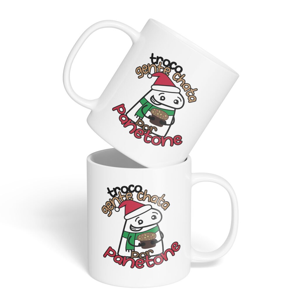 Caneca Cerâmica - Flork - Natal - Troco por Panetone