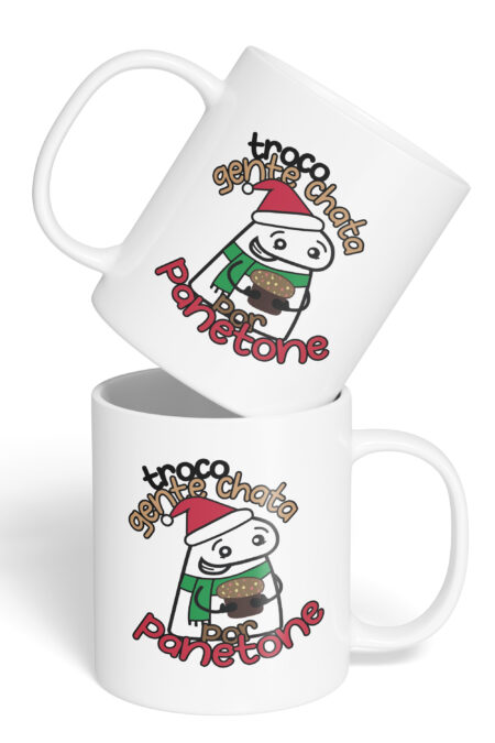Caneca Cerâmica - Flork - Natal - Troco por Panetone