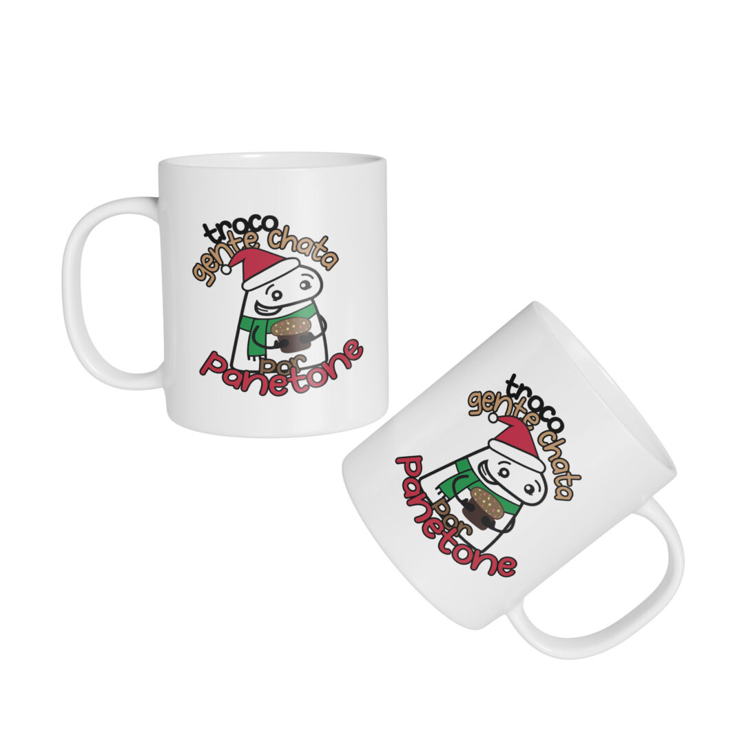 Caneca Cerâmica - Flork - Natal - Troco por Panetone