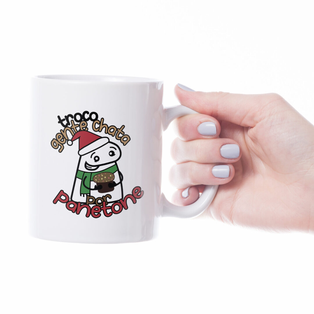 Caneca Cerâmica - Flork - Natal - Troco por Panetone