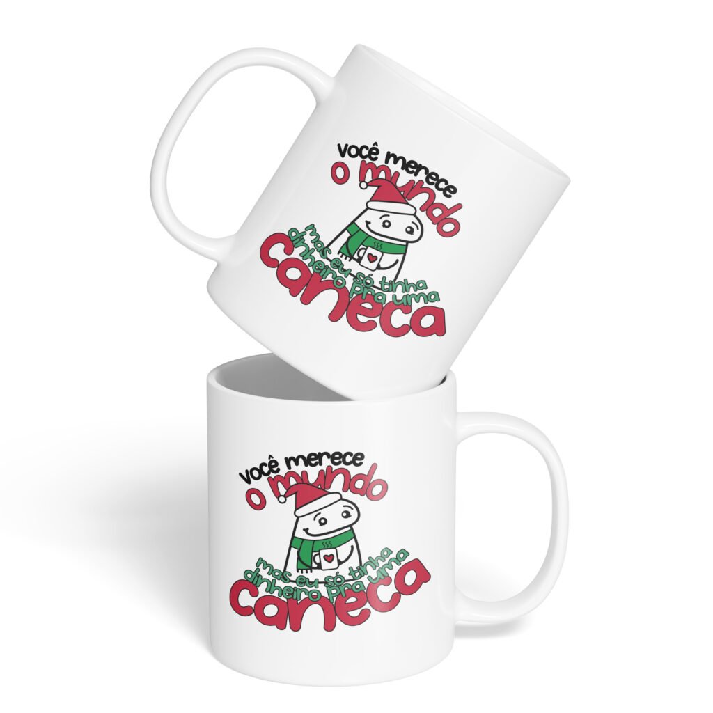 Caneca Cerâmica - Flork - Natal - Você Merece o Mundo