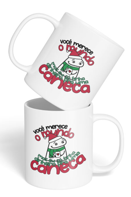 Caneca Cerâmica - Flork - Natal - Você Merece o Mundo
