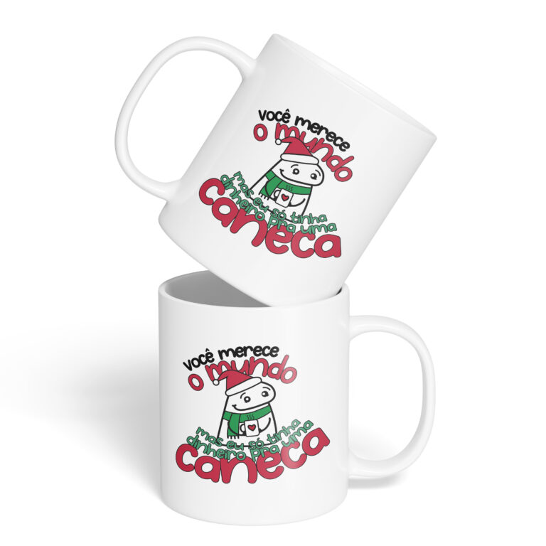 Caneca Cerâmica – Flork – Natal – Você Merece o Mundo