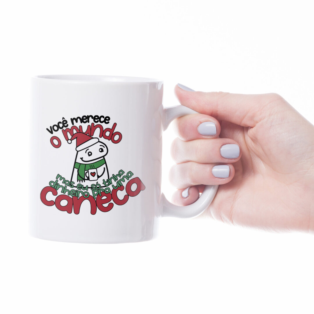 Caneca Cerâmica - Flork - Natal - Você Merece o Mundo
