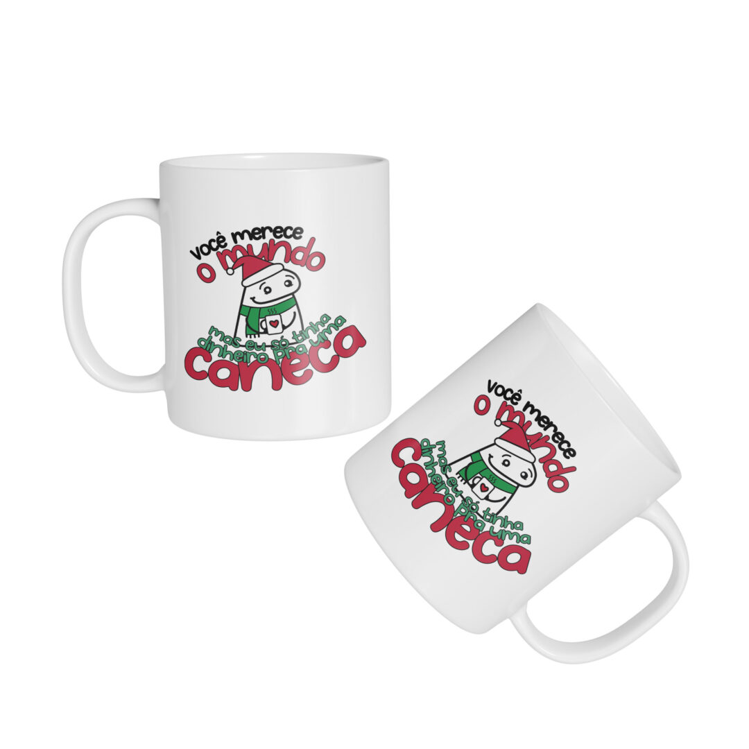 Caneca Cerâmica - Flork - Natal - Você Merece o Mundo