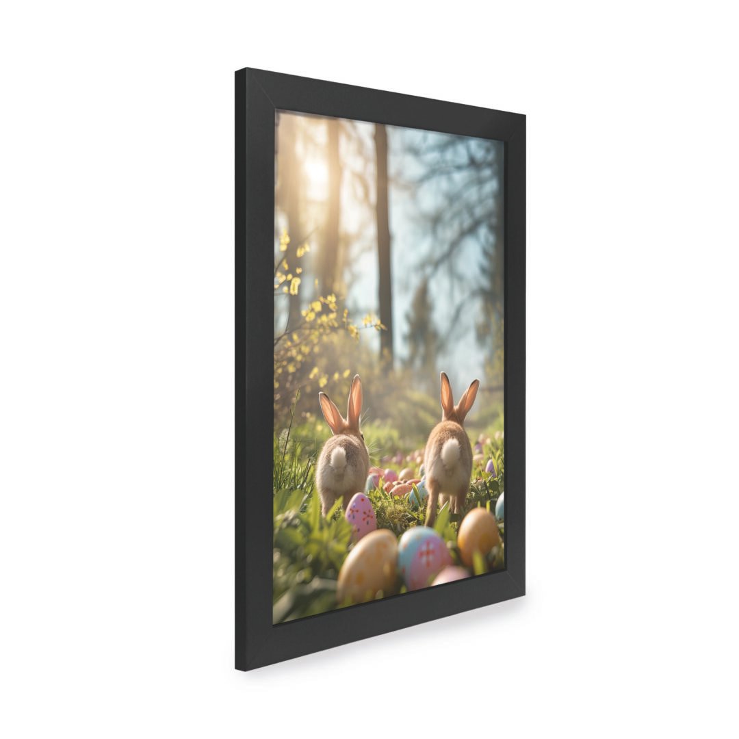Quadro Decorativo 30x42cm - Páscoa - Coelhos e Ovos