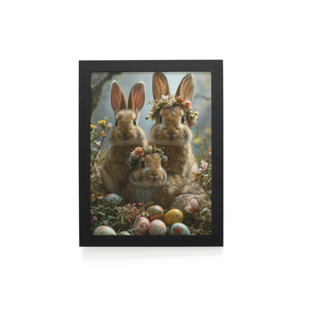 Quadro Decorativo 30x42cm - Páscoa - Família de Coelhos