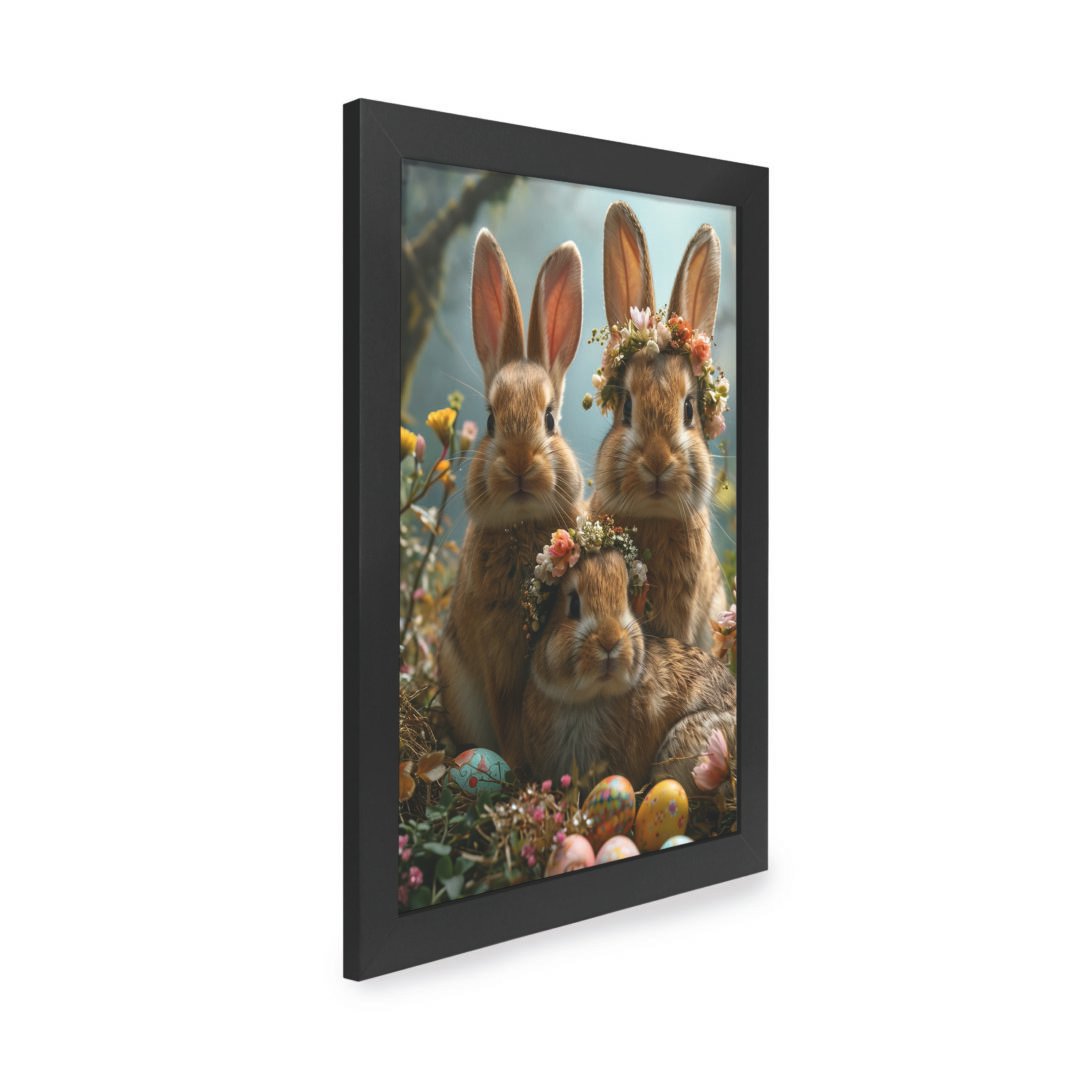Quadro Decorativo 30x42cm - Páscoa - Família de Coelhos
