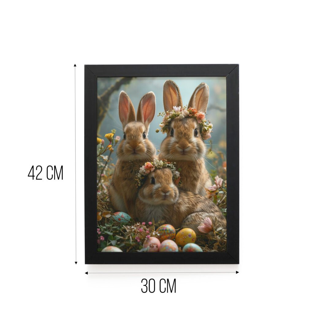 Quadro Decorativo 30x42cm - Páscoa - Família de Coelhos