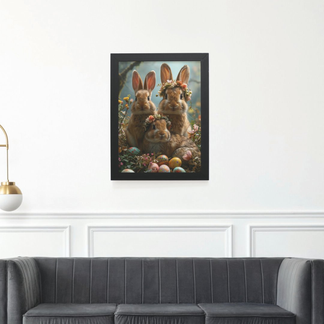 Quadro Decorativo 30x42cm - Páscoa - Família de Coelhos