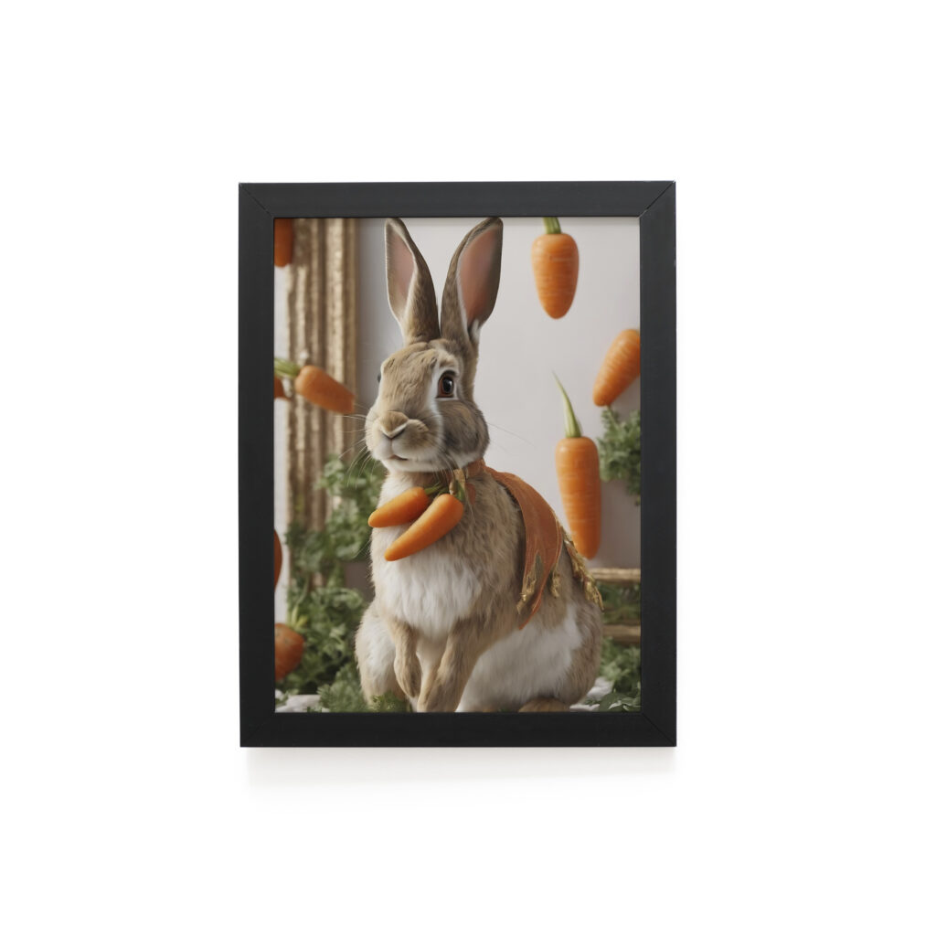 Quadro Decorativo 30x42cm - Páscoa - Coelho Cenouras