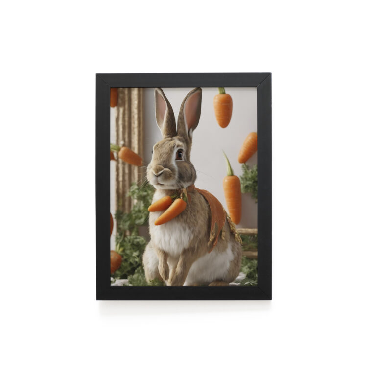 Quadro Decorativo 30x42cm – Páscoa – Coelho Cenouras