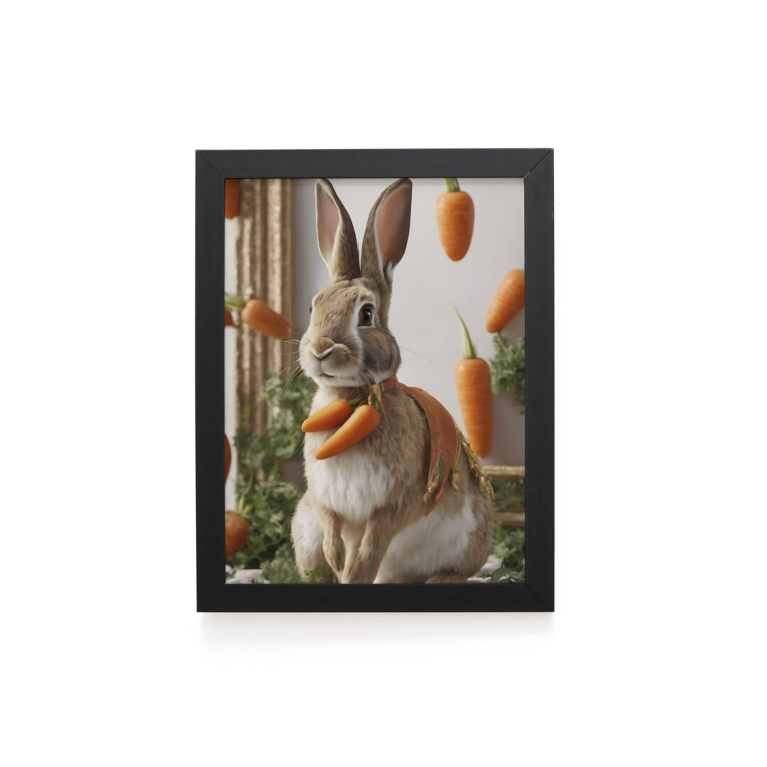 Quadro Decorativo 30x42cm - Páscoa - Coelho Cenouras
