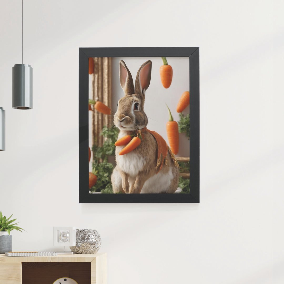 Quadro Decorativo 30x42cm - Páscoa - Coelho Cenouras