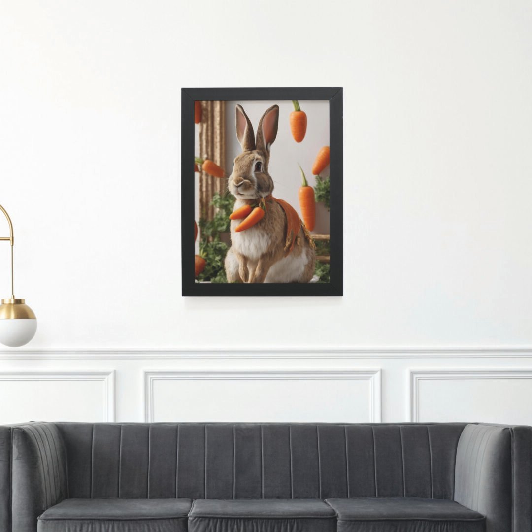 Quadro Decorativo 30x42cm - Páscoa - Coelho Cenouras