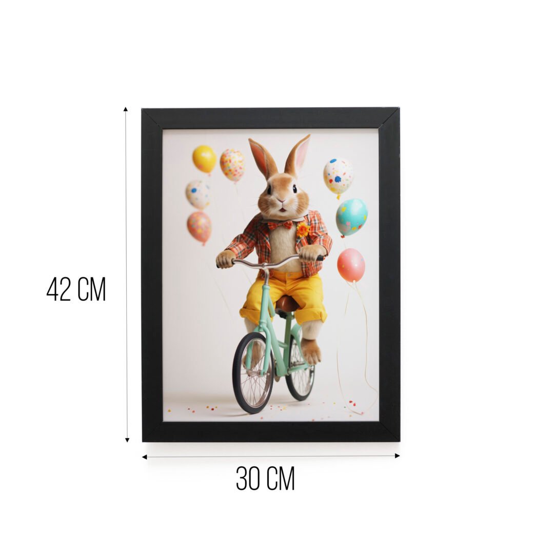 Quadro Decorativo 30x42cm - Páscoa - Coelho Ciclista