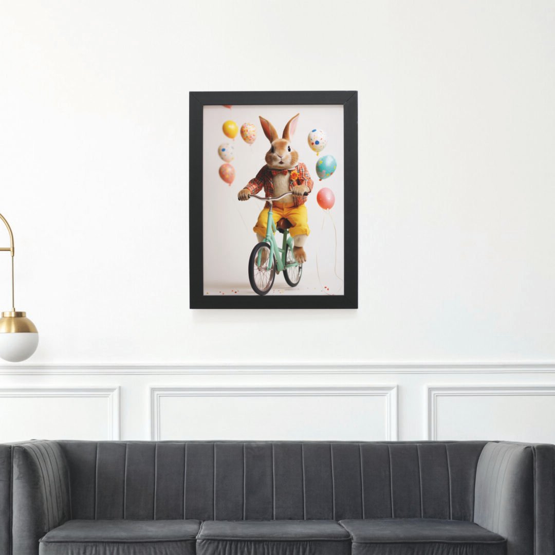 Quadro Decorativo 30x42cm - Páscoa - Coelho Ciclista