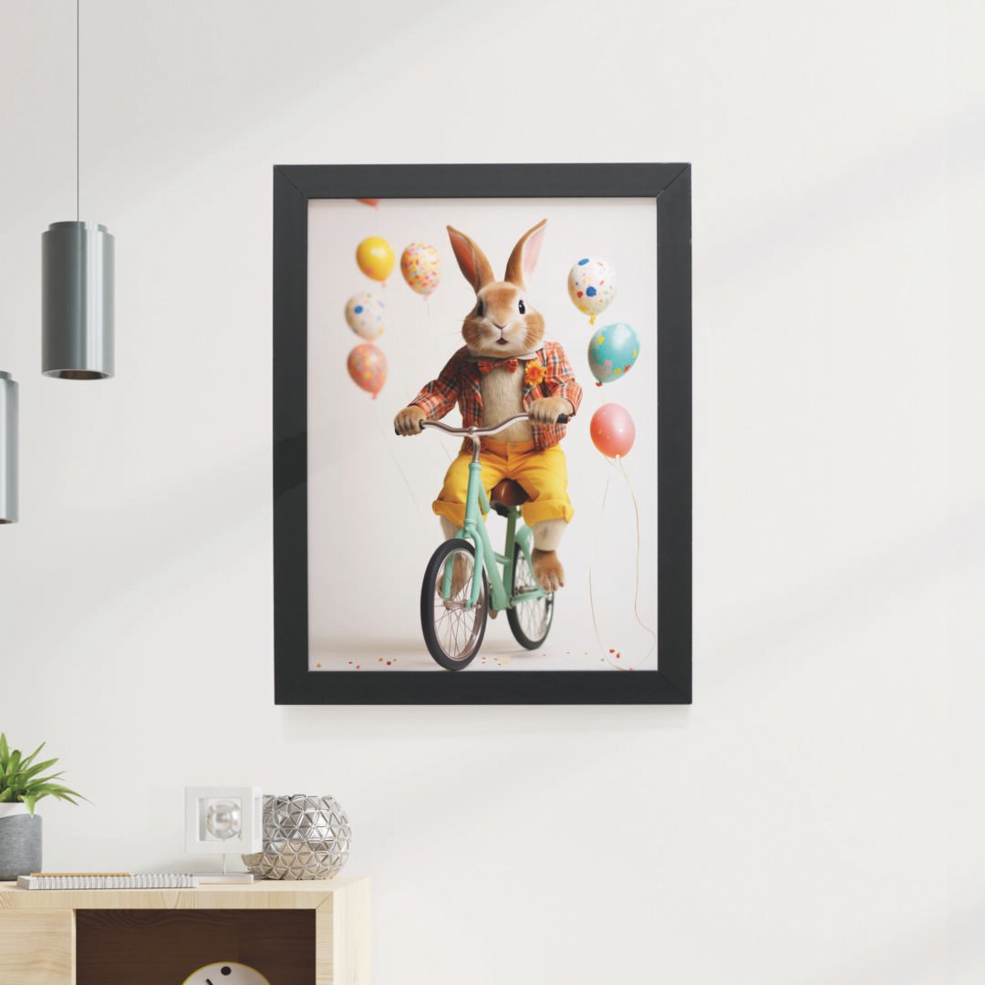Quadro Decorativo 30x42cm - Páscoa - Coelho Ciclista