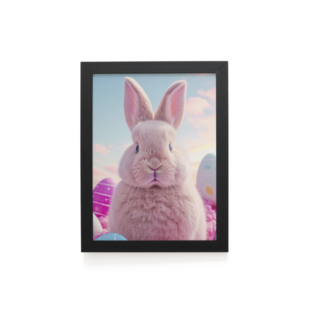 Quadro Decorativo 30x42cm - Páscoa - Coelho Rosa