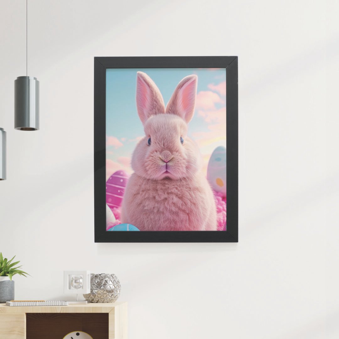 Quadro Decorativo 30x42cm - Páscoa - Coelho Rosa