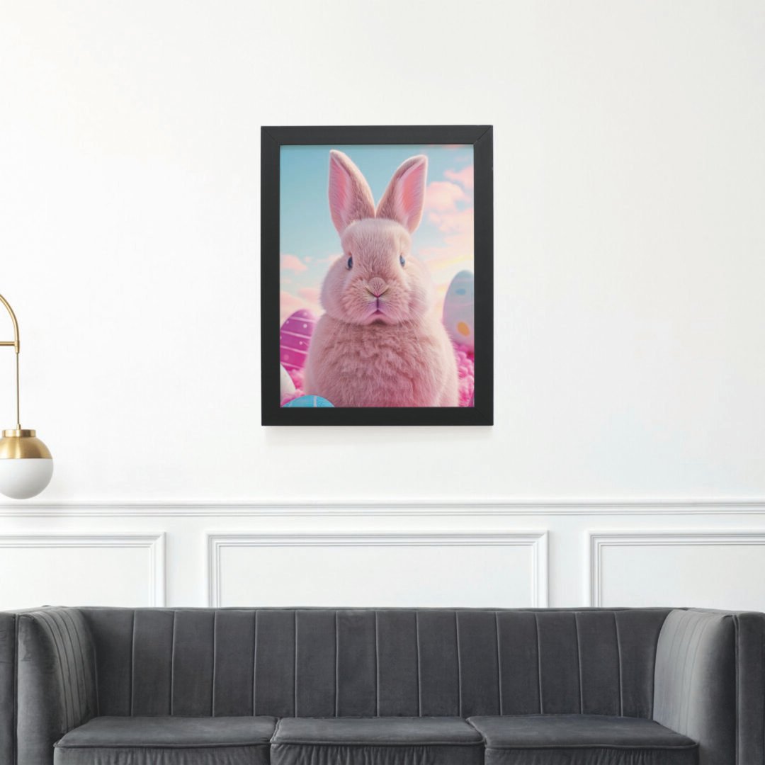 Quadro Decorativo 30x42cm - Páscoa - Coelho Rosa