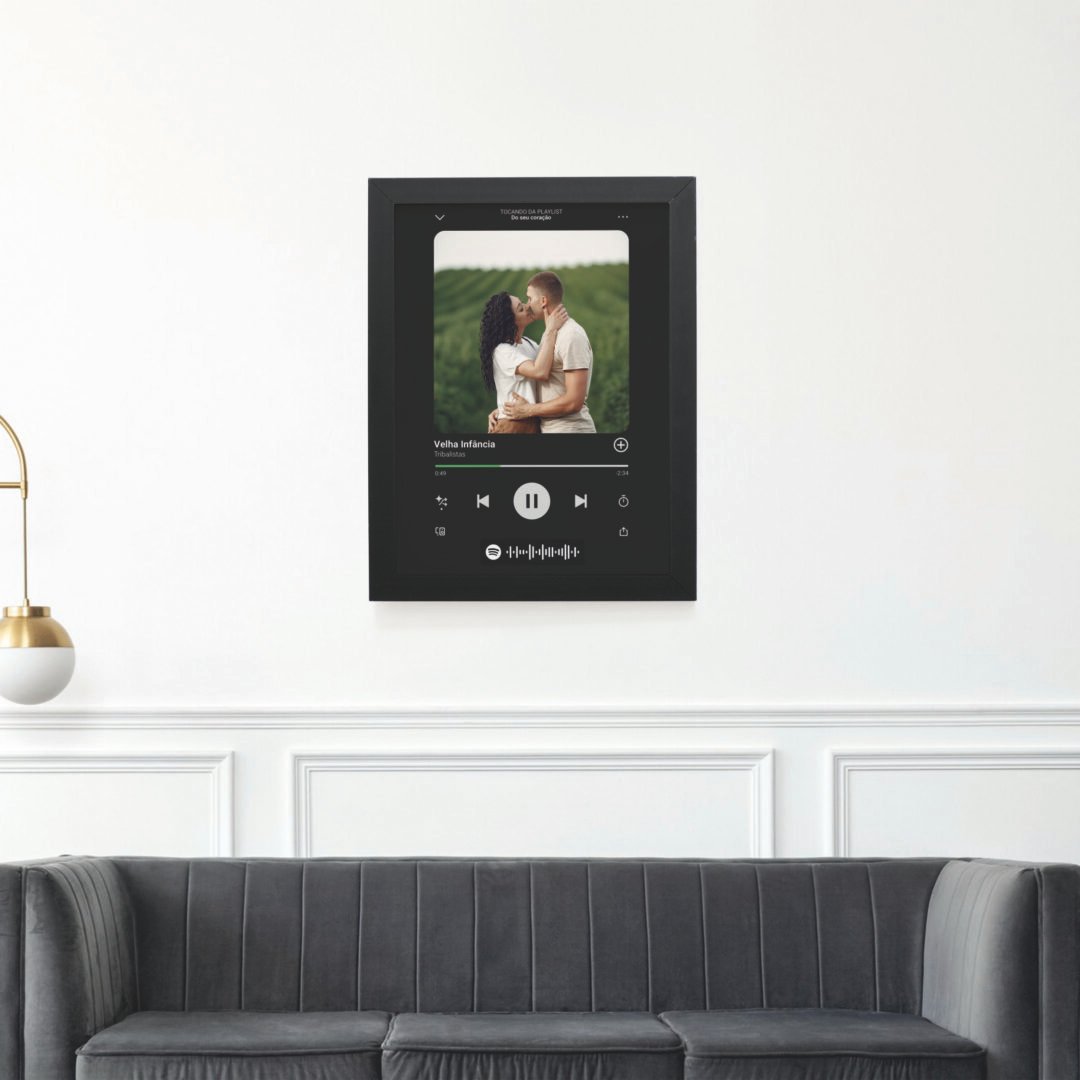 Quadro Decorativo 30x42cm - Namorados - Spotify - Preto